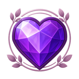 The purple crystalline Ryftheart encircled by leaves.